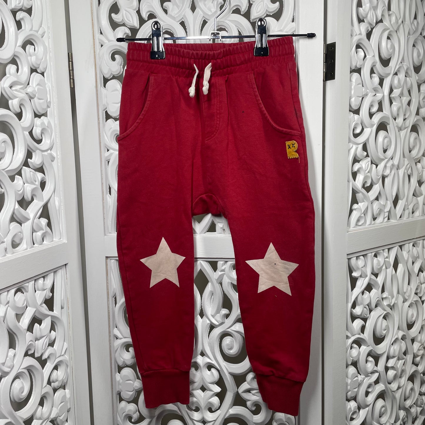 Rock Your Kid Boys Red Trackies with Stars Size 4