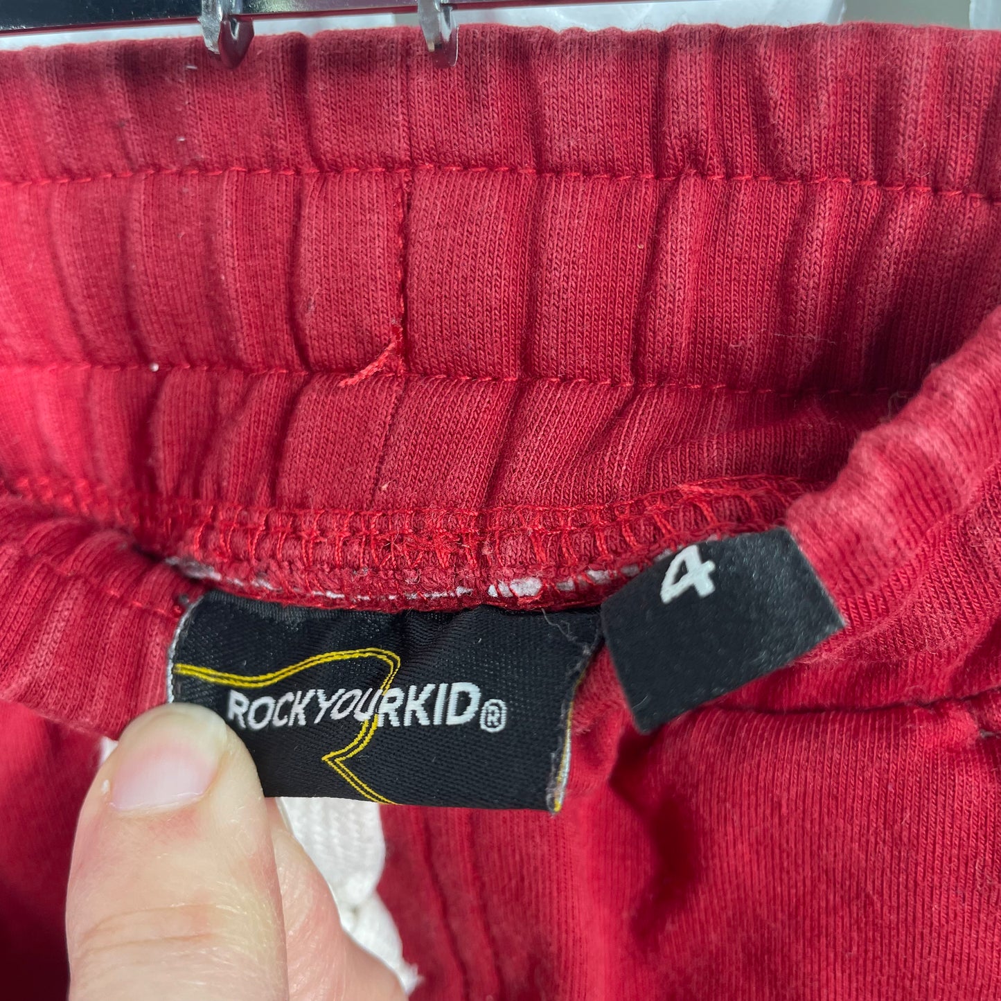 Rock Your Kid Boys Red Trackies with Stars Size 4