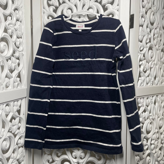 Seed Boys Long Sleeve Top Size 9 Blue White Stripes