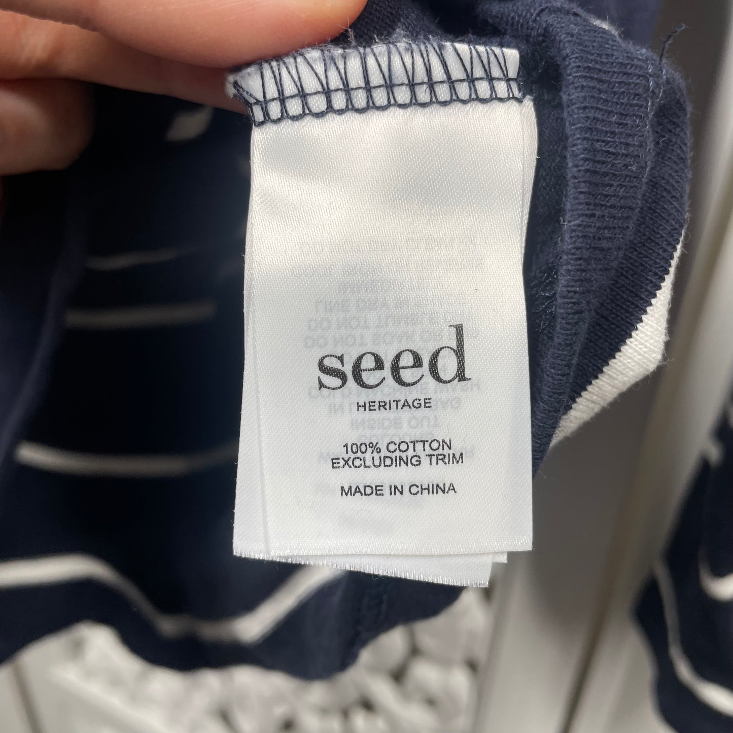 Seed Boys Long Sleeve Top Size 9 Blue White Stripes