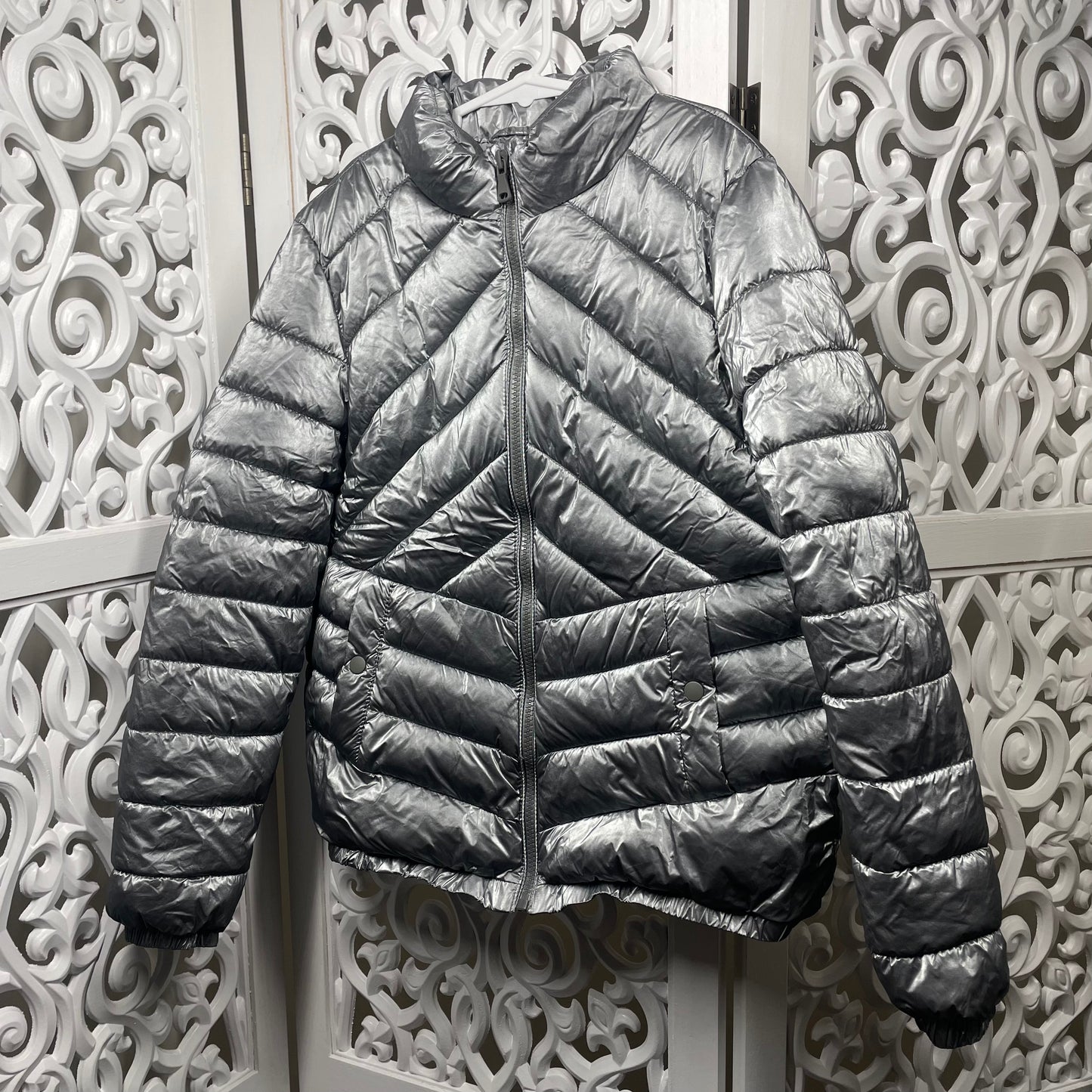 Zara Girls Silver Puffer Jacket Size 11-12