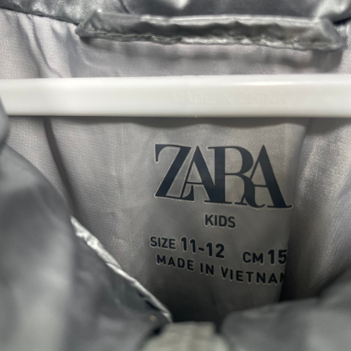 Zara Girls Silver Puffer Jacket Size 11-12