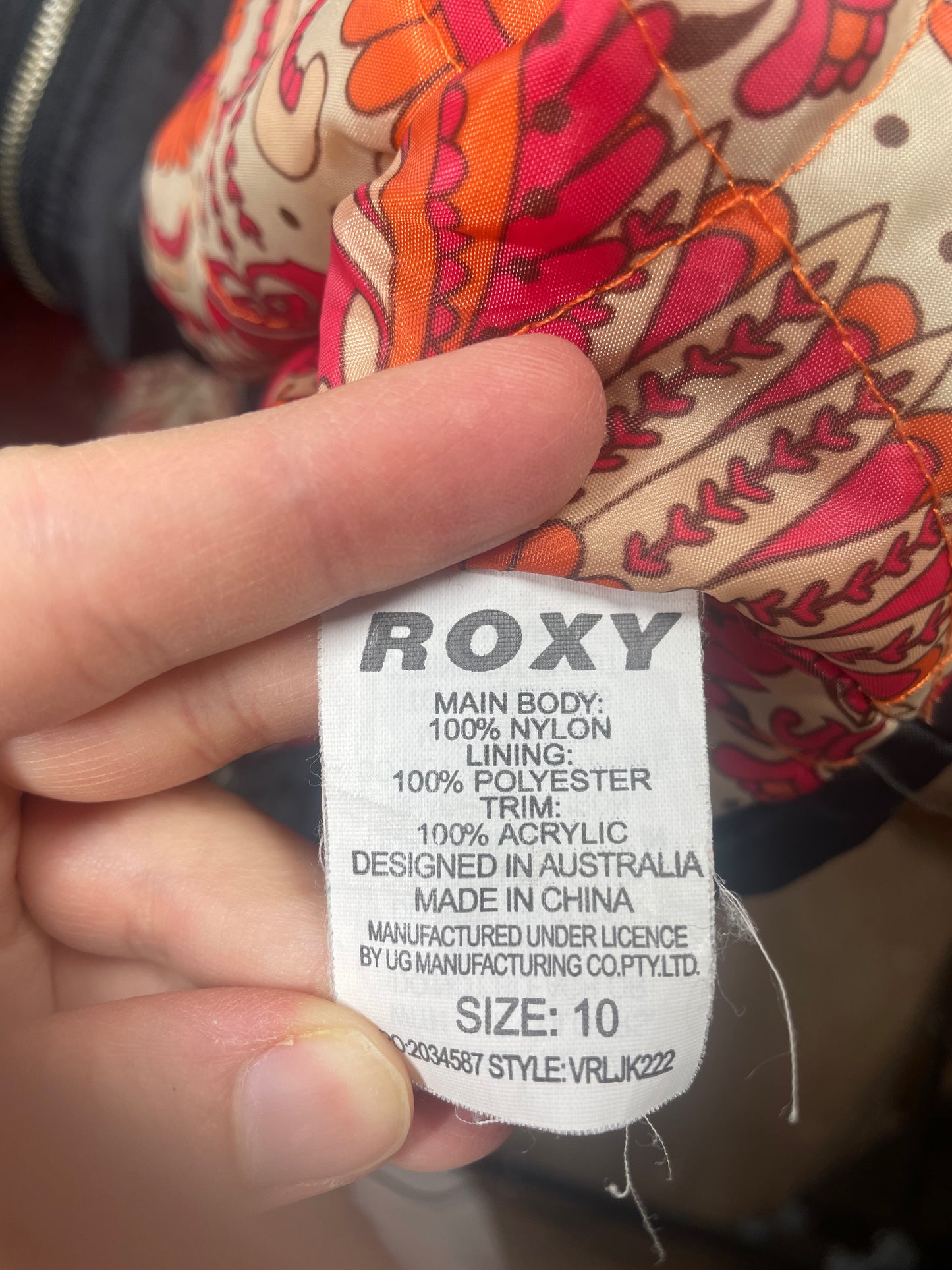 Roxy Girls Jacket Sz 10 (has small damage)