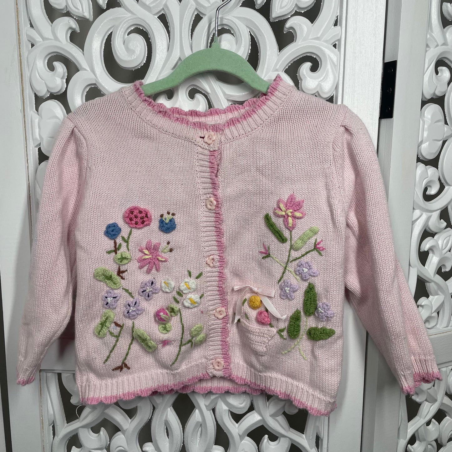 Embroidered Knitted Girls Cardigan Sz 2