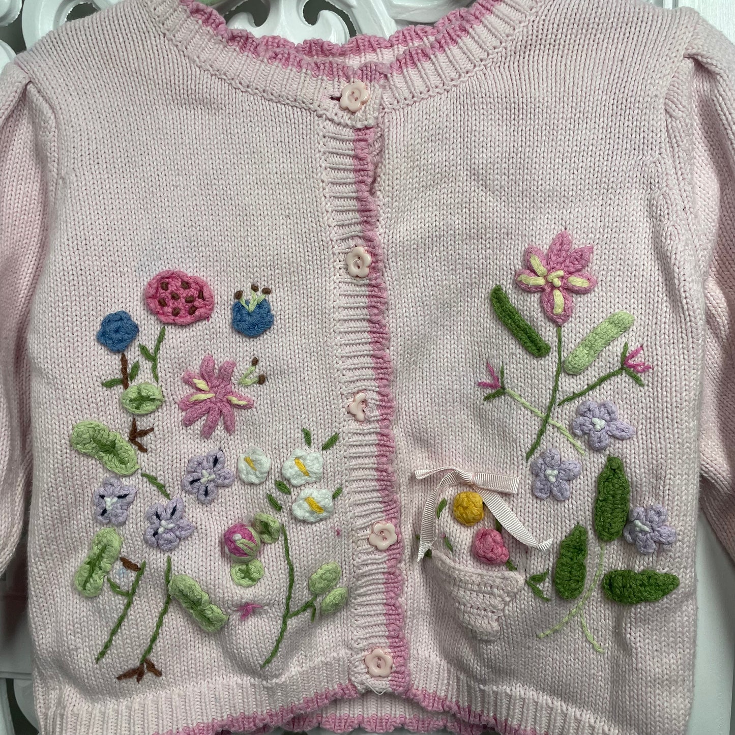 Embroidered Knitted Girls Cardigan Sz 2