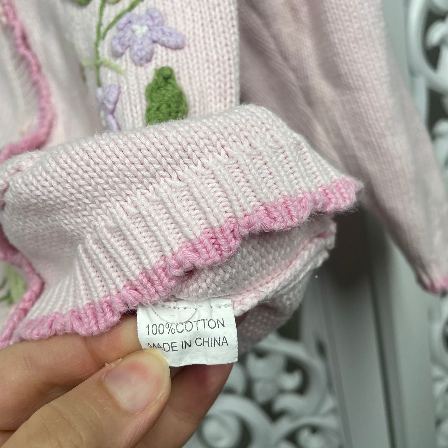 Embroidered Knitted Girls Cardigan Sz 2