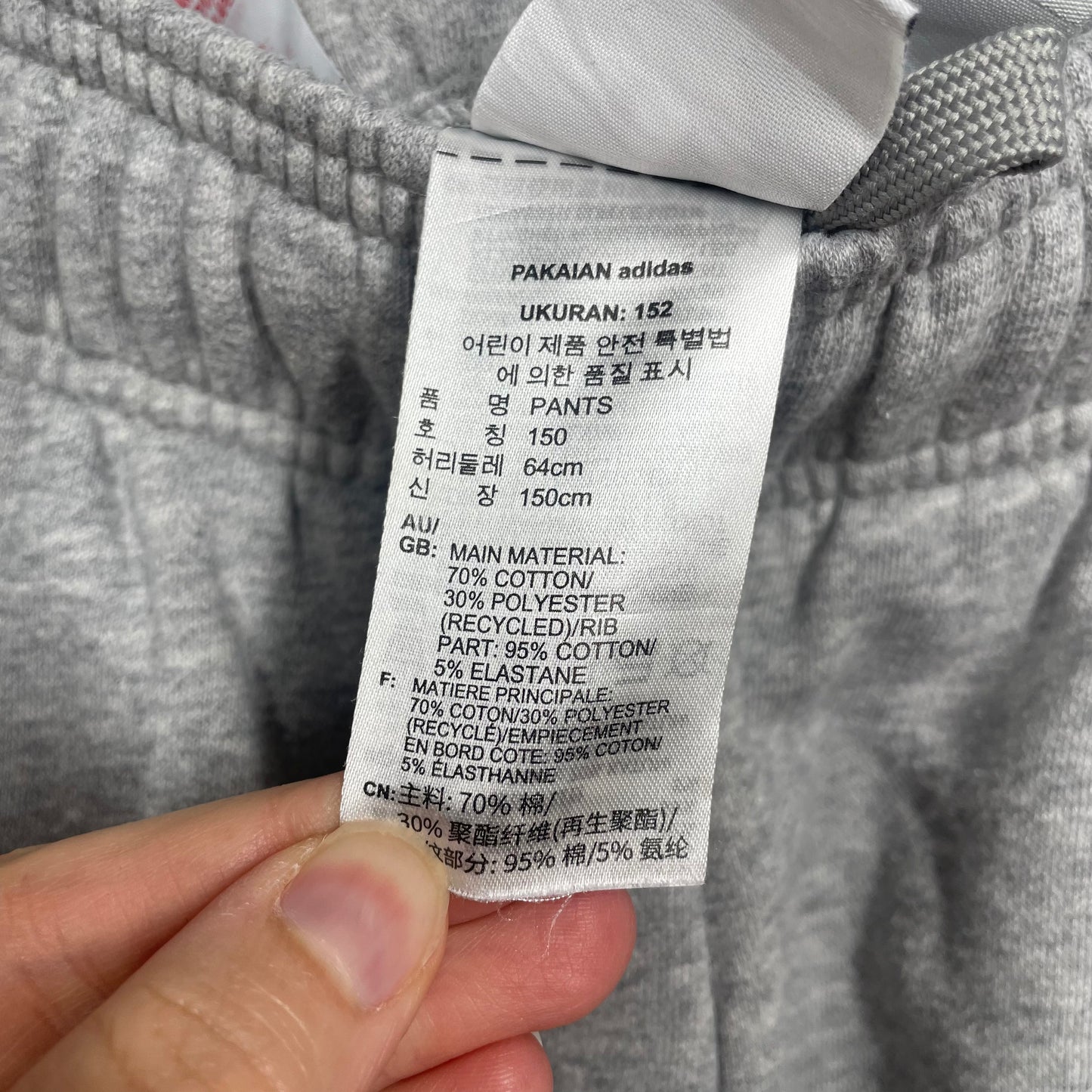 Adidas Boys Grey Trackies Size 11-12