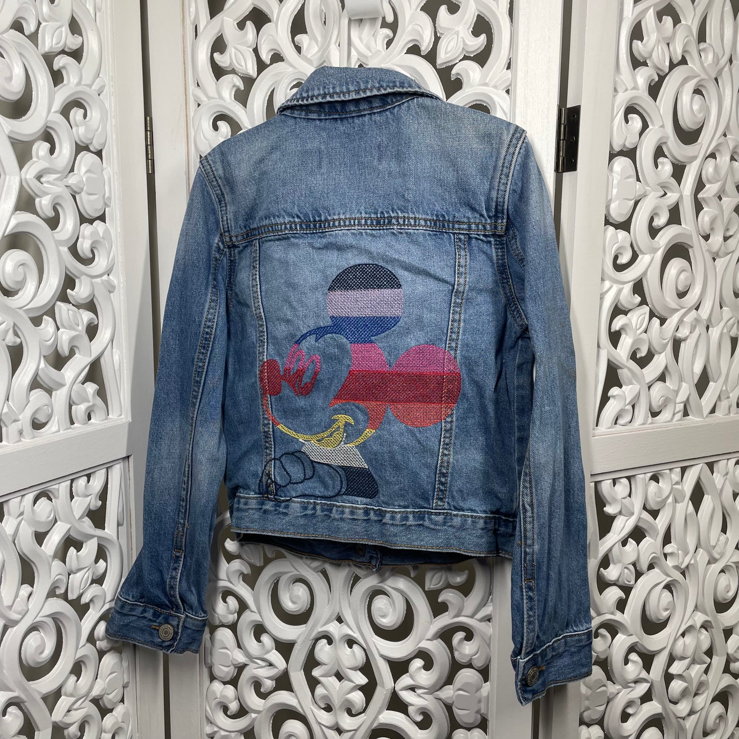 Gap Kids Disney Girls Denim Jacket Mickey Sz 8-9