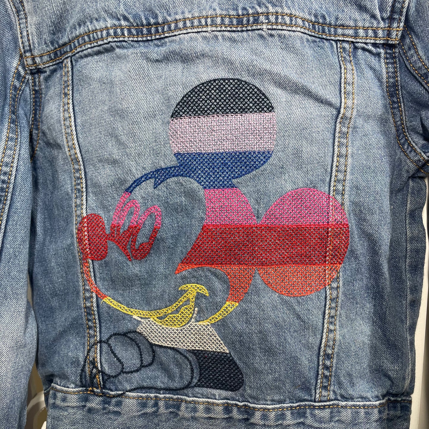 Gap Kids Disney Girls Denim Jacket Mickey Sz 8-9