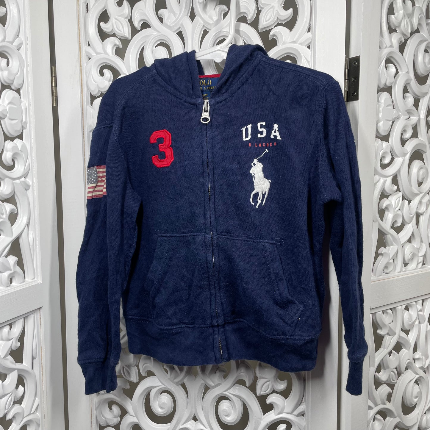 Ralph Lauren Polo Boys Jumper Sz 3/3T With Hood Full Zip