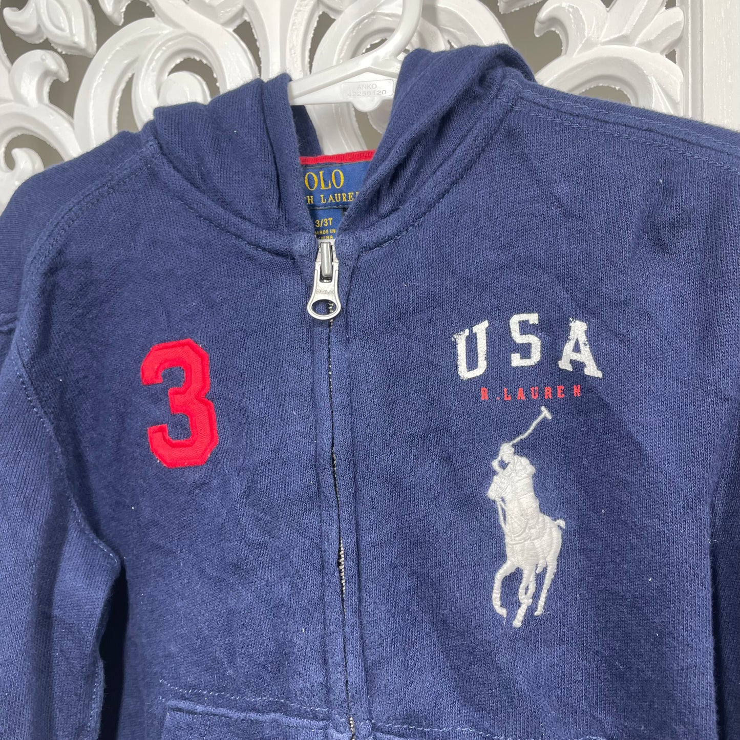 Ralph Lauren Polo Boys Jumper Sz 3/3T With Hood Full Zip